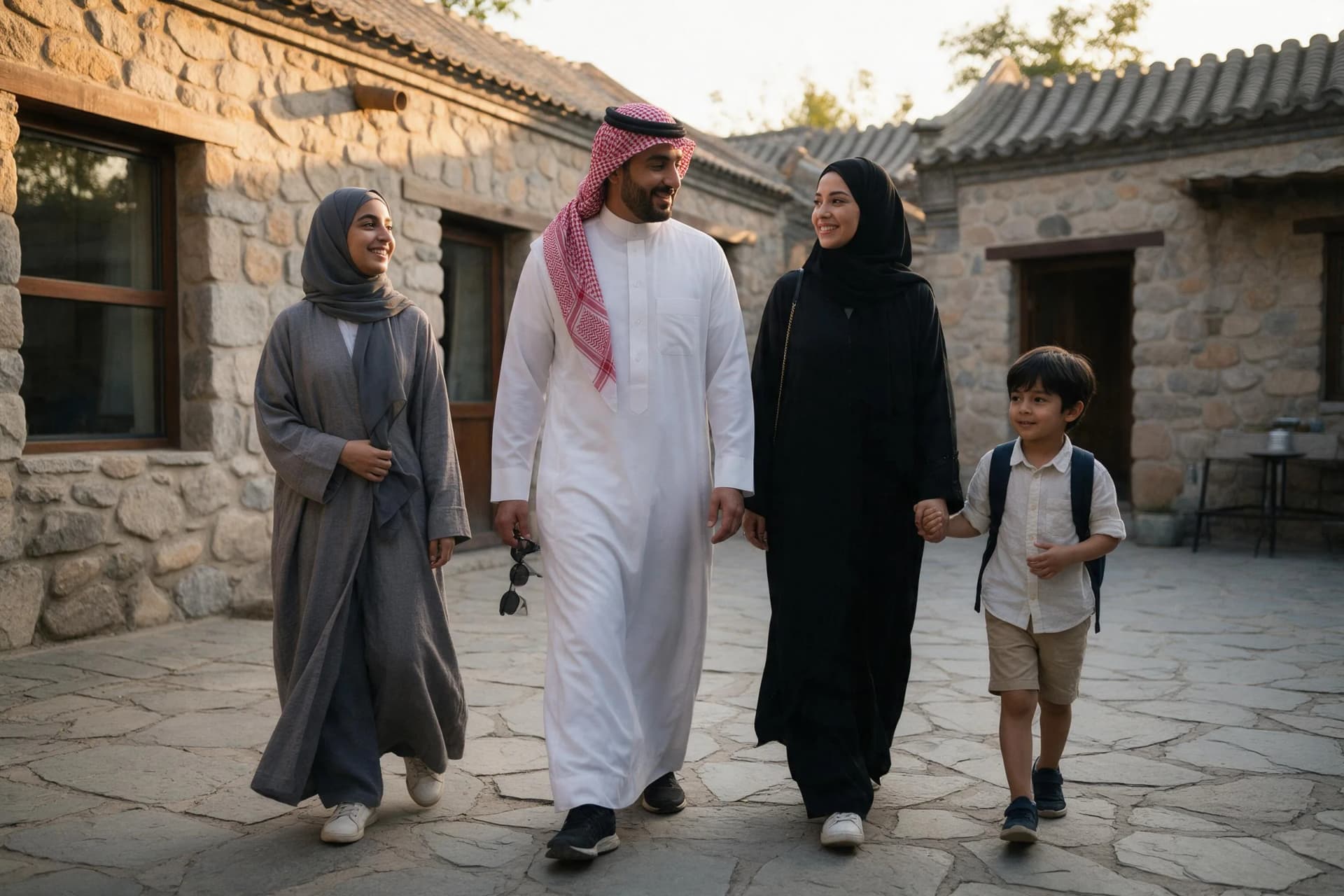 Saudi Arabia travelers planning a China journey, original documentary travel photograph