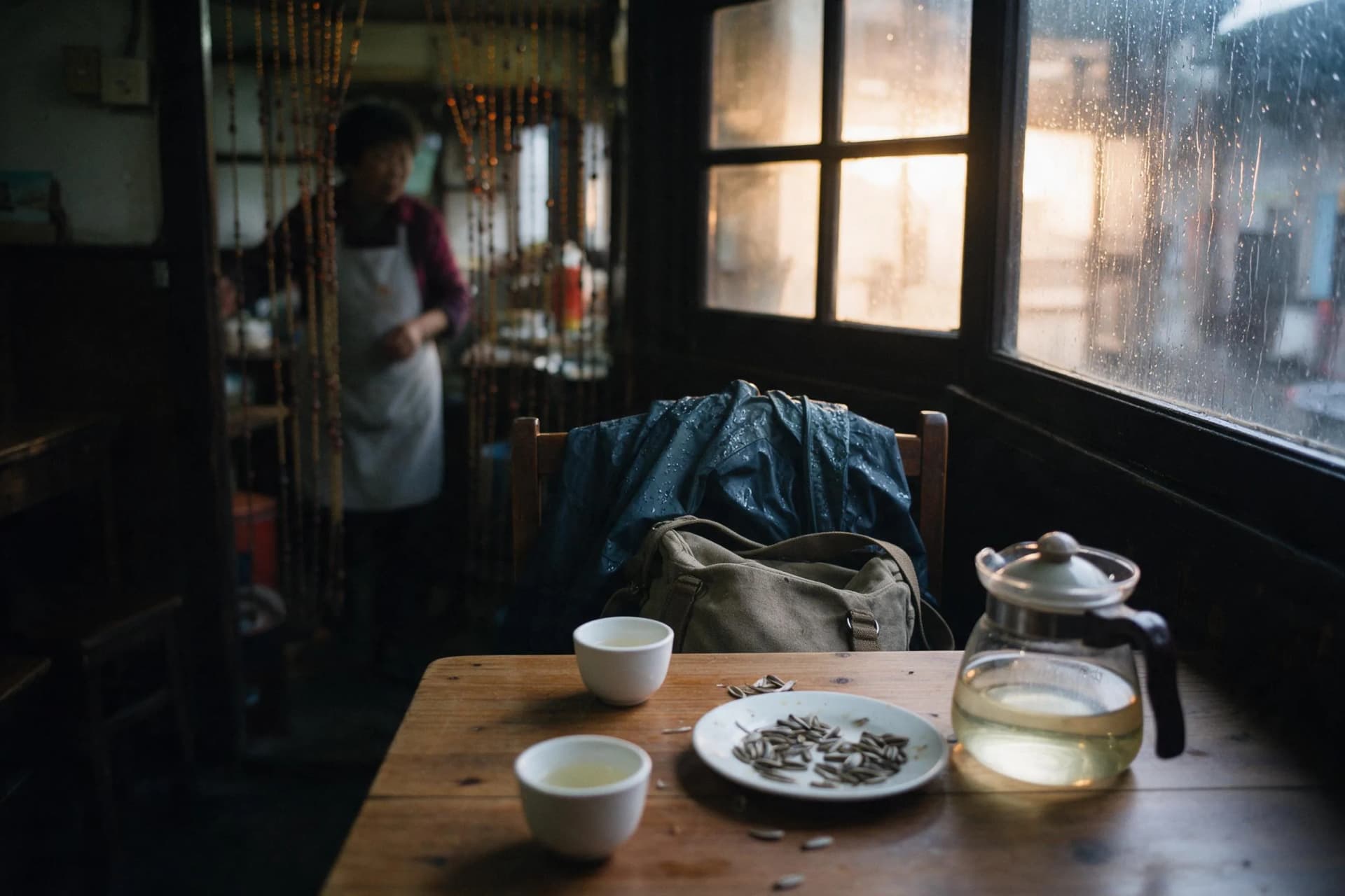 Tea and snacks on a table in a Chinese tea house, the setting of a common China tourist scam in 2026