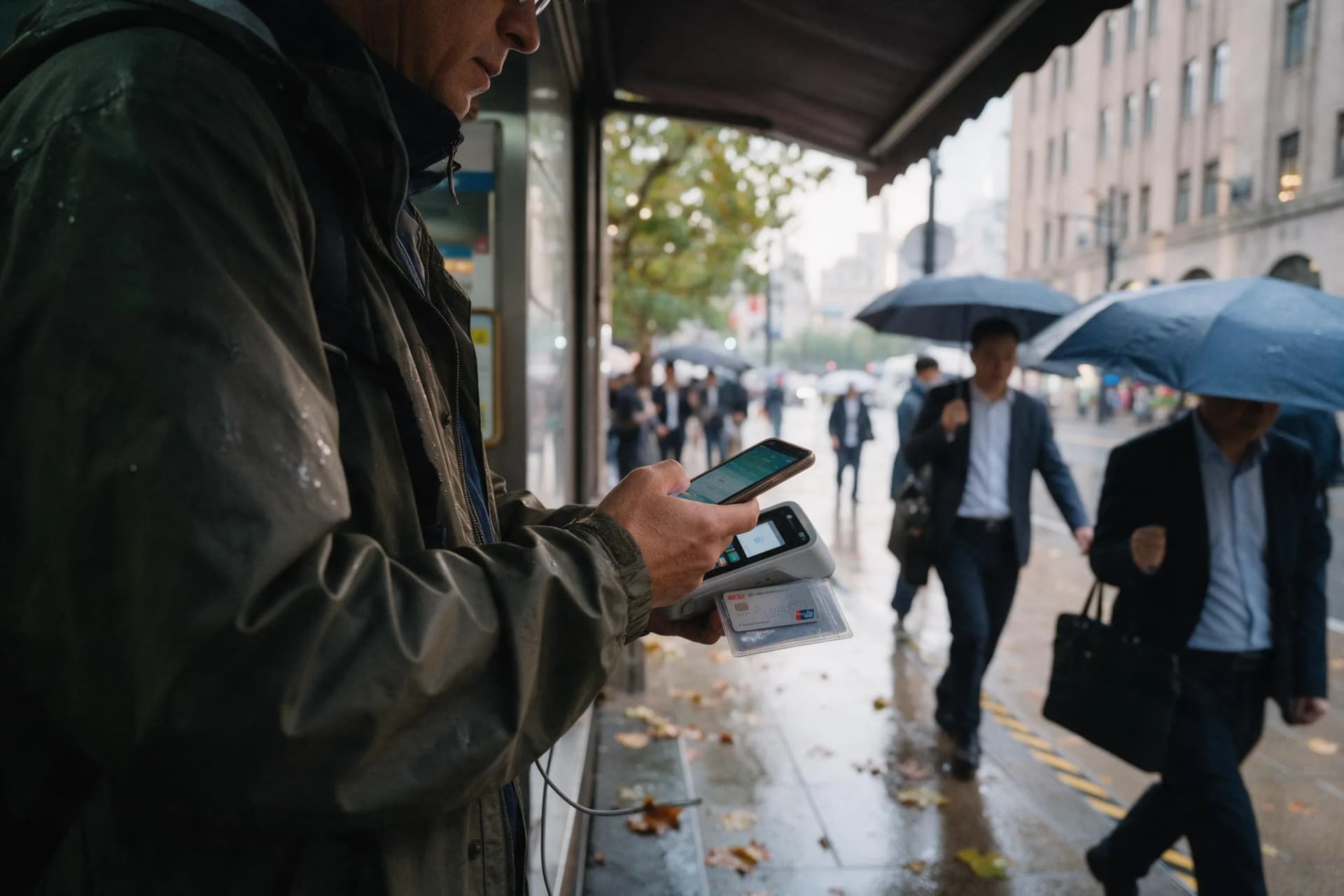 Traveler checking Alipay on a phone before a Shanghai metro ride during a 3-day itinerary